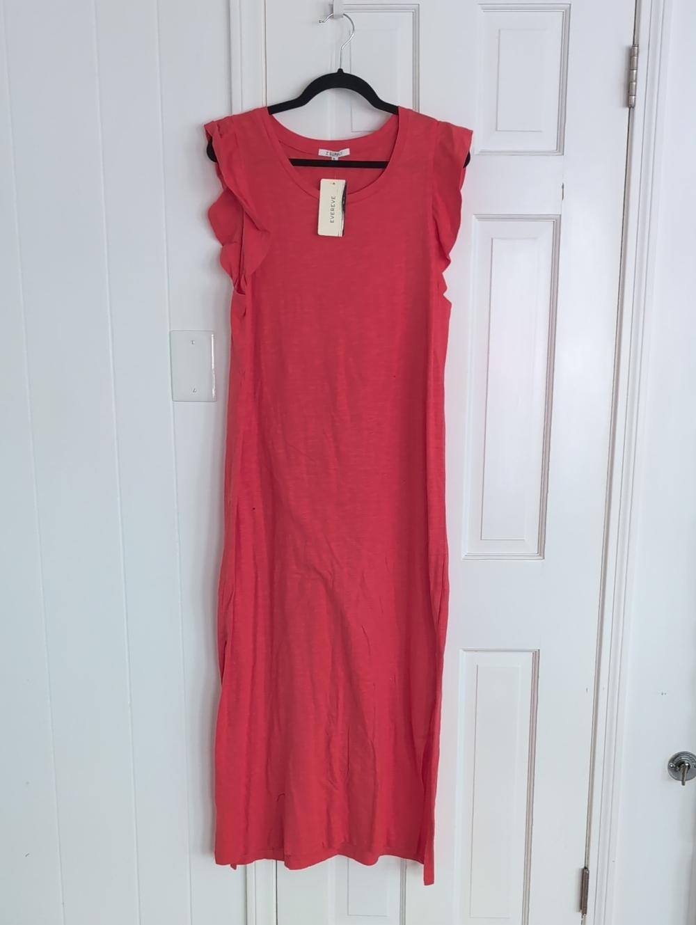 Z Supply Coral Ruffle Sleeve Maxi Dress